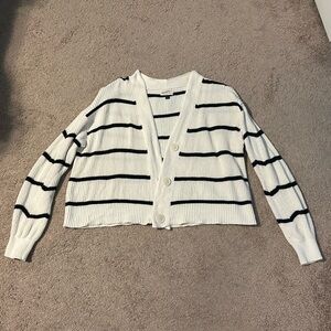 Universal Thread Black and White Oversized Short Striped Cardigan